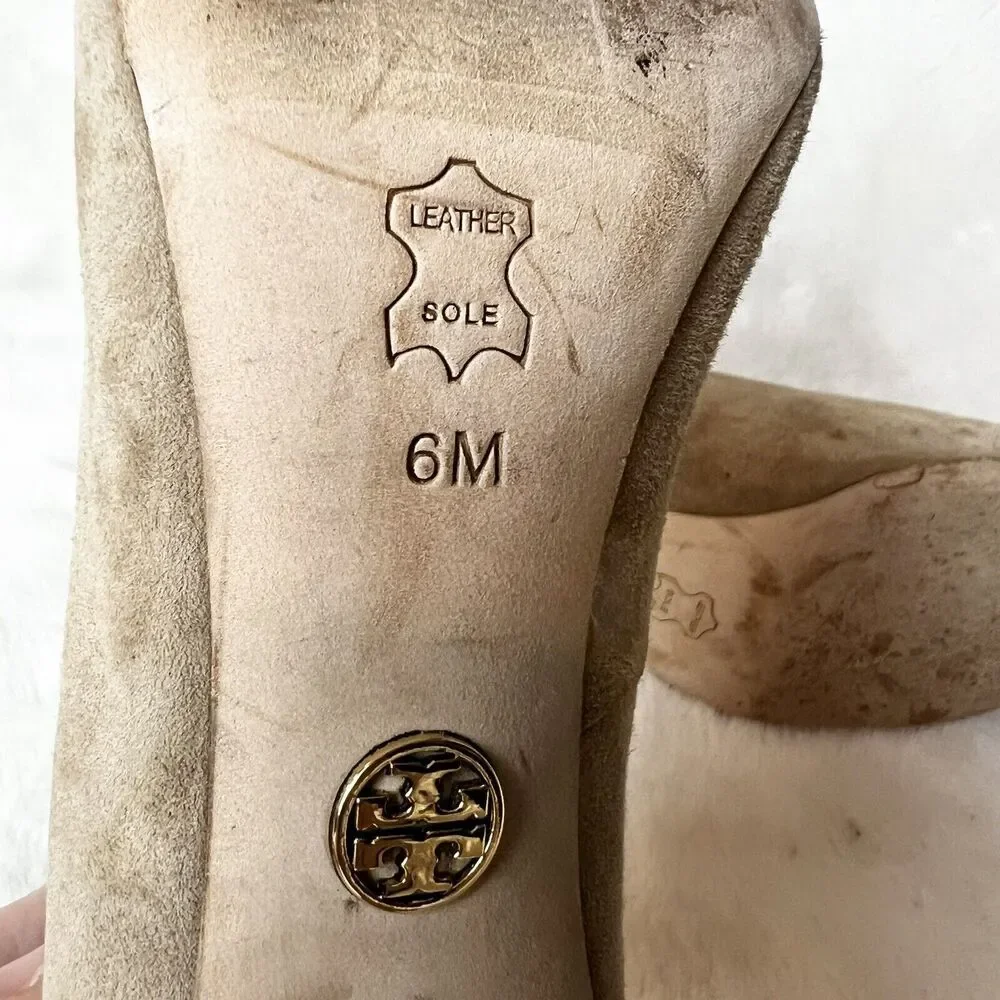 Tory Burch Tan Suede Pumps Snakeskin Stiletto Heels Women’s Sz 6M - Picture 8 of 9